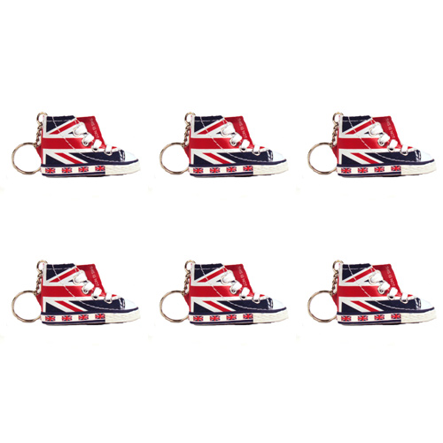 Union Jack Boot Keyring (Bulk Buy Pack Of 6)