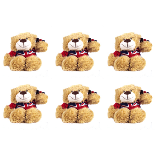 Soft Bear with Union Jack T-Shirt 15cm (Bulk Buy Pack Of 6)