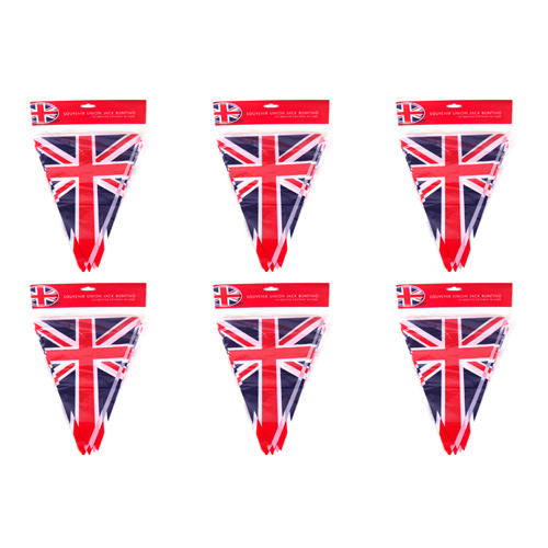 Union Flag Bunting PVC 12 Foot 10 Flags (Bulk Buy Pack Of 6)