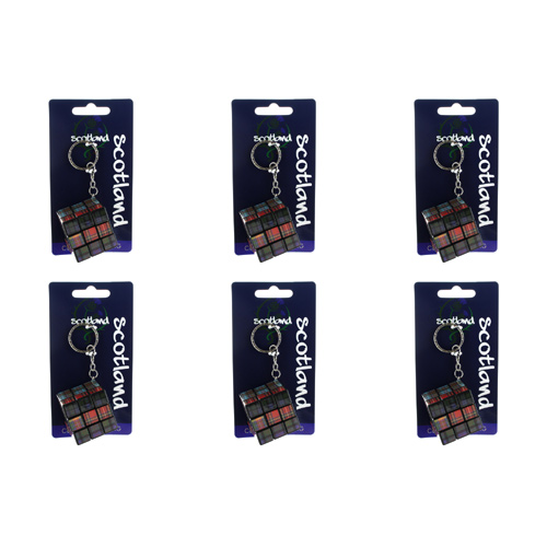 Scottish Tartan Puzzle Cube Keyring (Bulk Buy Pack Of 6)