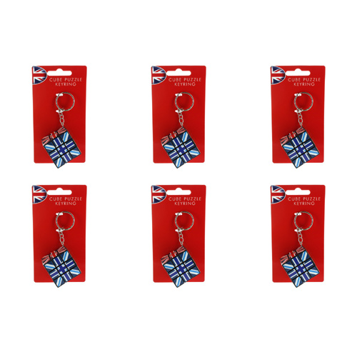 Union Jack Puzzle Cube Keyring (Bulk Buy Pack Of 6)