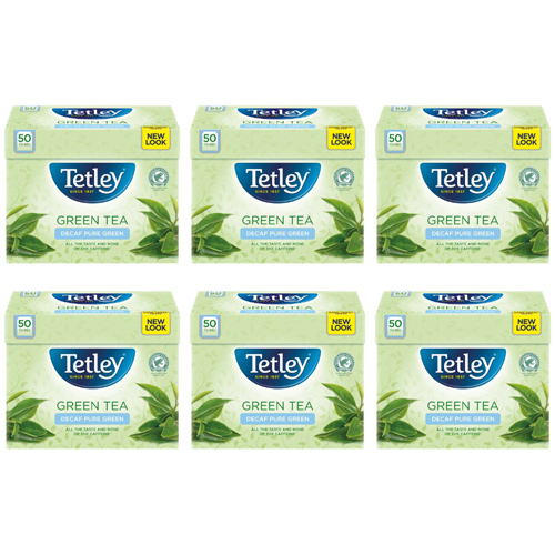Tetley Decaffeinated Pure Green 50 Teabags (Bulk Buy Pack Of 6)
