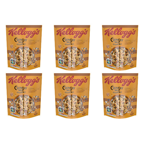Kelloggs Crunchy Nut Glorious Oat Granola Caramelised Hazelnuts (Bulk Buy Pack Of 6)