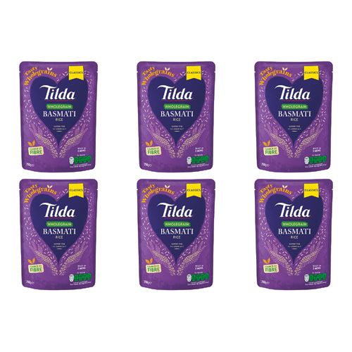 Tilda Brown Basmati Wholegrain Brown Rice (Bulk Buy Pack Of 6)