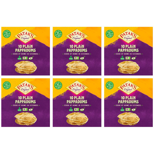 Pataks 10 Plain Pappadums (Bulk Buy Pack Of 6)