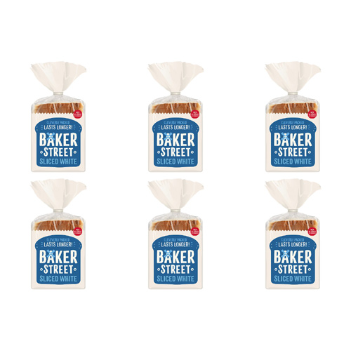 Baker Street White Sliced Bread (Bulk Buy Pack Of 6)