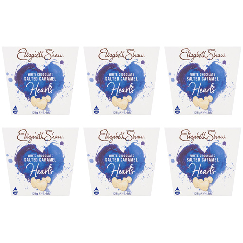 Elizabeth Shaw White Chocolate Salted Caramel Hearts (Bulk Buy Pack Of 6)