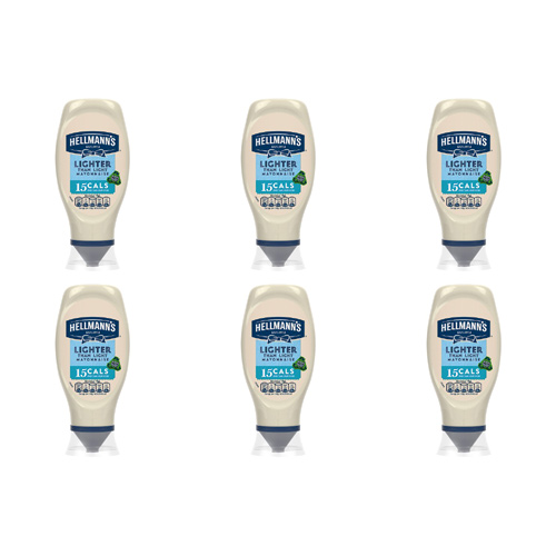 Hellmanns Lighter Than Light Mayonnaise Squeezy (Bulk Buy Pack Of 6)