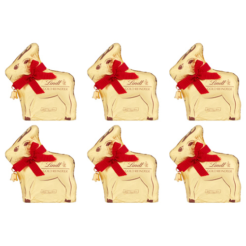 Lindt Gold Milk Chocolate Reindeer (Bulk Buy Pack Of 6)
