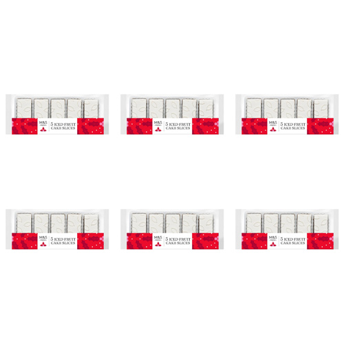 Marks and Spencer Iced Christmas Fruit Cake Slices (Bulk Buy Pack Of 6)