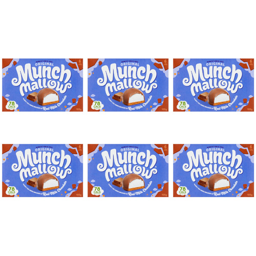 Munchmallow Original Milk Choc Fluffy 6 Tea Cakes (Bulk Buy Pack Of 6)