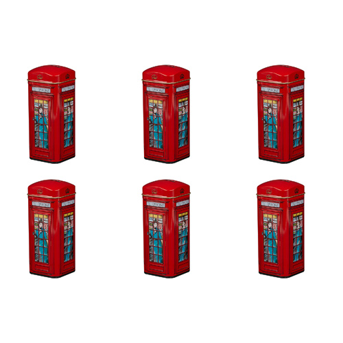Telephone Box Tin 14 Teabags (Bulk Buy Pack Of 6)