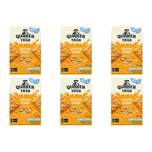 Quaker Porridge To Go Golden Syrup Breakfast Bars 2 Pack (Bulk Buy Pack Of 6)
