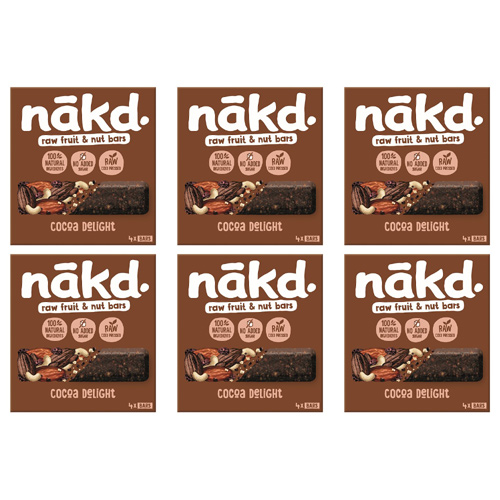 Nakd Cocoa Delight Bar 4 Pack (Bulk Buy Pack Of 6)