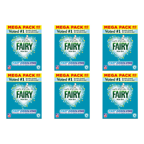 Fairy Powder Non Biological 40 Wash (Bulk Buy Pack Of 6)