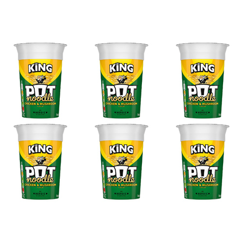 King Pot Noodle Chicken & Mushroom (Bulk Buy Pack Of 6)