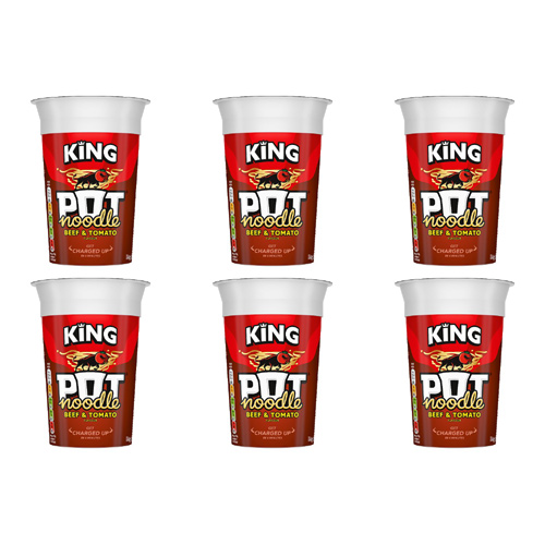 King Pot Noodle Beef & Tomato (Bulk Buy Pack Of 6)