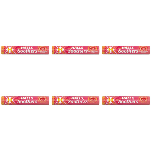 Halls Soothers Peach & Raspberry 10s (Bulk Buy Pack Of 6)
