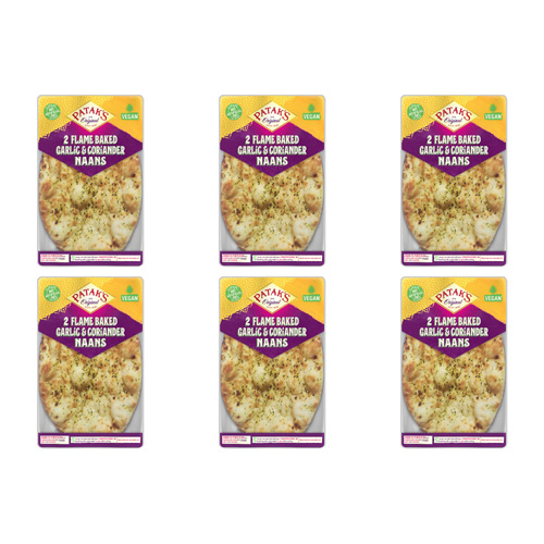 Pataks Garlic & Coriander Naan Bread 2 Pack (Bulk Buy Pack Of 6)
