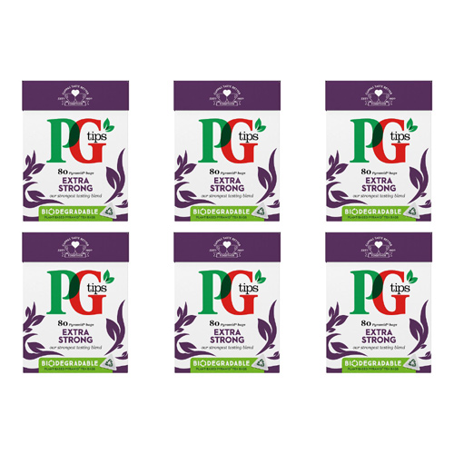 PG Tips Extra Strong 80 Teabags (Bulk Buy Pack Of 6)