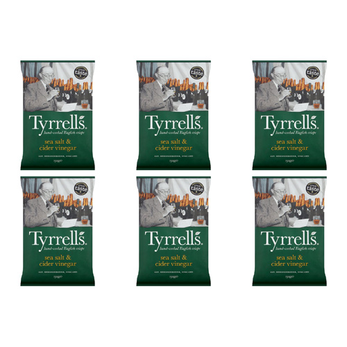 Tyrrells Crisps Sea Salt & Cider Vinegar (Bulk Buy Pack Of 6)