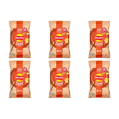 Walkers Baked Ready Salted Crisps 6 Pack (Bulk Buy Pack Of 6)