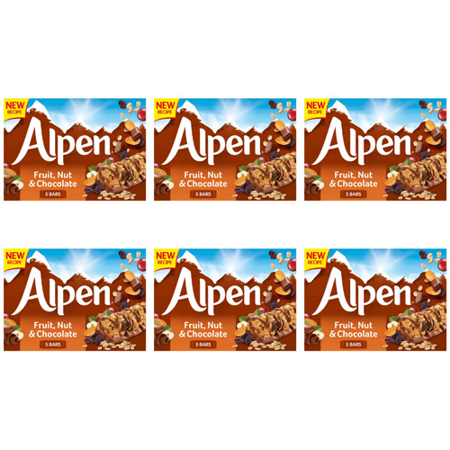 Alpen Fruit & Nut with Chocolate Cereal Bar 5 Pack (Bulk Buy Pack Of 6)