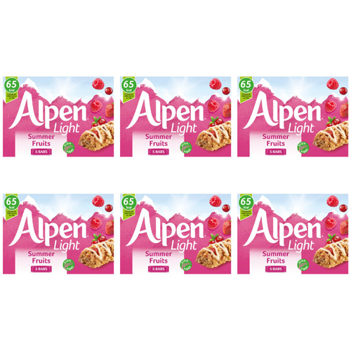 Alpen Light Summer Fruits 5 Pack (Bulk Buy Pack Of 6)