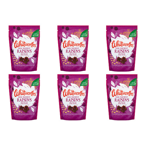Whitworths Extra Juicy Raisins (Bulk Buy Pack Of 6)