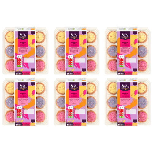 Sainsbury's Mini Rainbow Cupcakes, Taste the Difference (Bulk Buy Pack Of 6)