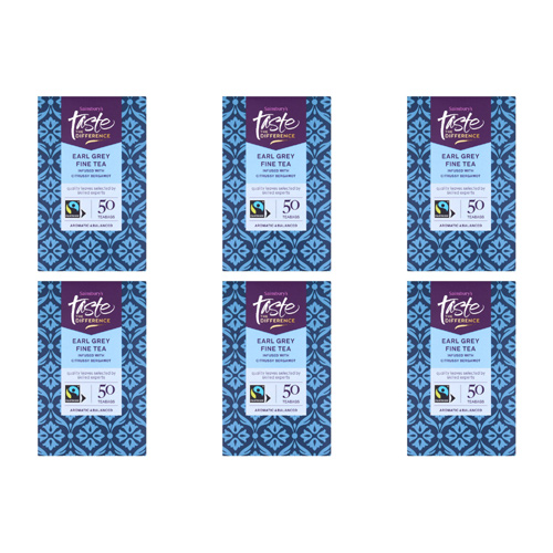 Sainsburys Taste the Difference Earl Grey Tea Bags x50 (Bulk Buy Pack Of 6)