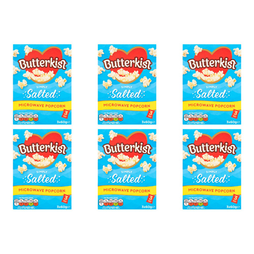 Butterkist Microwave Salted Popcorn 3 Pack (Bulk Buy Pack Of 6)