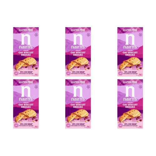 Nairns Gluten Free Biscuit Breaks Oats & Fruit (Bulk Buy Pack Of 6)