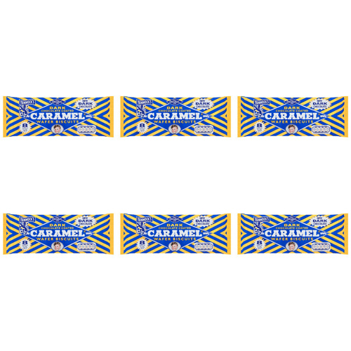 Tunnocks Dark Chocolate Caramel Wafer Biscuits 8 Pack (Bulk Buy Pack Of 6)