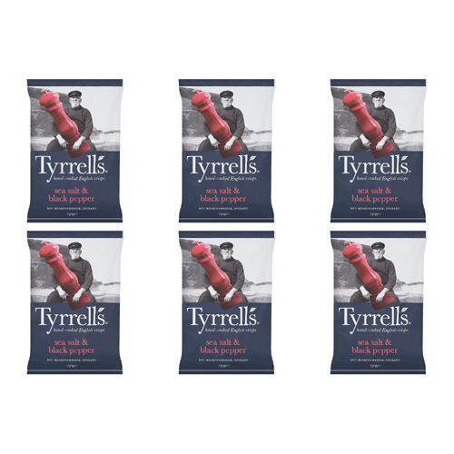 Tyrrells Crisps Sea Salt & Pepper (Bulk Buy Pack Of 6)