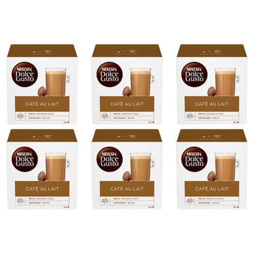 Nescafe Dolce Gusto Cafe Au Lait 16 Servings (Bulk Buy Pack Of 6)
