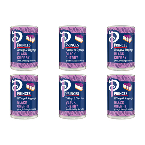 Princes Black Cherry Fruit Filling (Bulk Buy Pack Of 6)