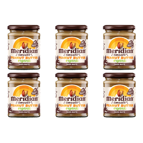 Meridian Organic Peanut Butter Smooth (Bulk Buy Pack Of 6)