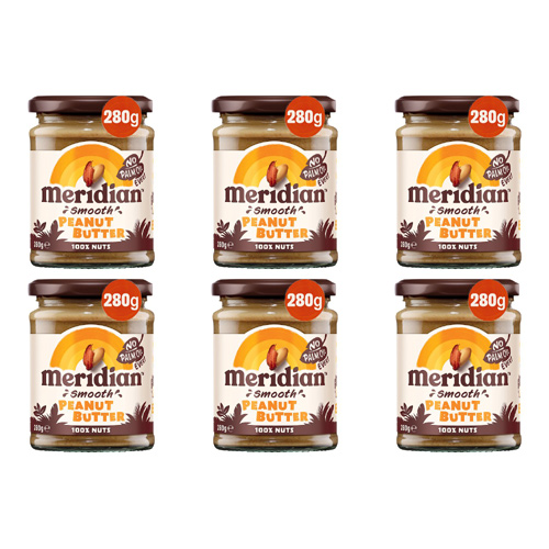 Meridian Natural Peanut Butter Smooth No Salt (Bulk Buy Pack Of 6)