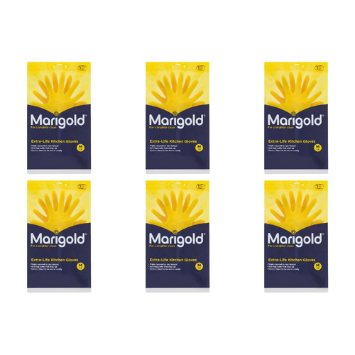 Marigold Extra Life Gloves Kitchen Medium (Bulk Buy Pack Of 6)