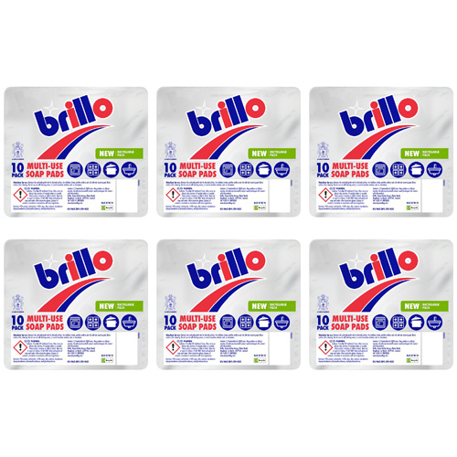 Brillo Soap Pads 10 Pack (Bulk Buy Pack Of 6)
