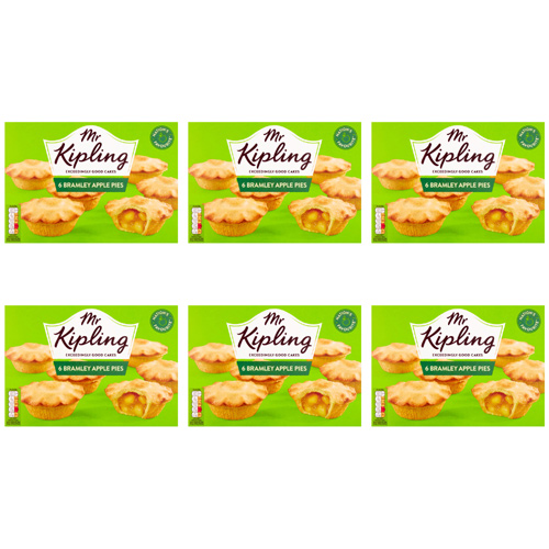Mr Kipling Bramley Apple Pies 6 Pack (Bulk Buy Pack Of 6)