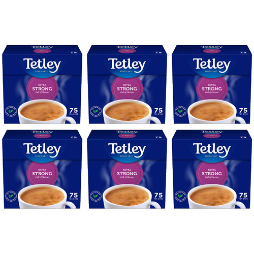 Tetley Extra Strong Tea 75 (Bulk Buy Pack Of 6)