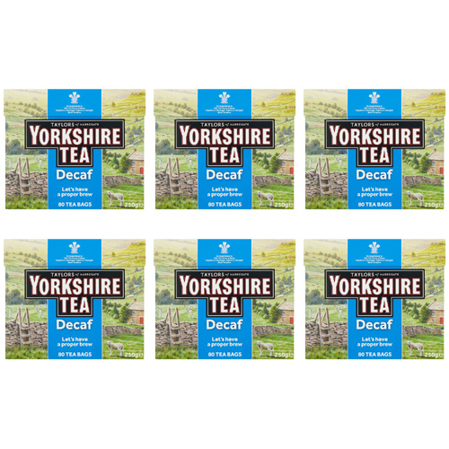 Yorkshire Decaffeinated Tea Bags 80s (Bulk Buy Pack Of 6)