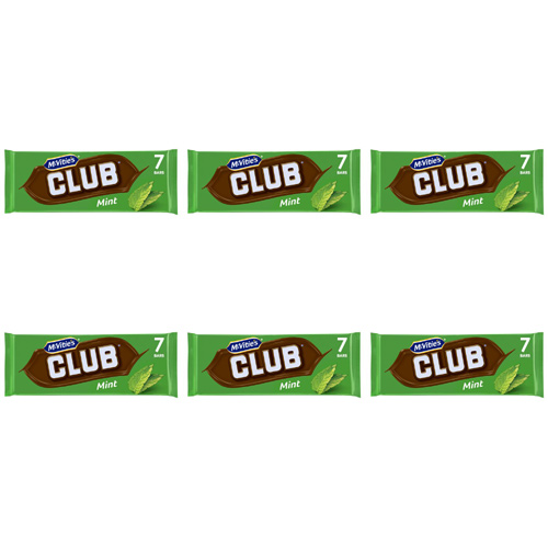 Mcvities Club Biscuits Mint 7 Pack (Bulk Buy Pack Of 6)