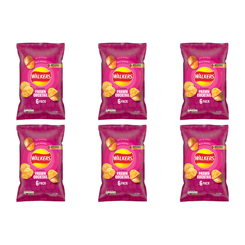 Walkers Prawn Cocktail Crisps 6 Pack (Bulk Buy Pack Of 6)