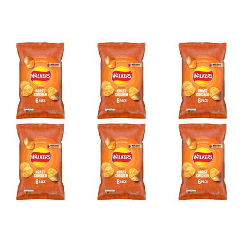 Walkers Roast Chicken Crisps 6 Pack (Bulk Buy Pack Of 6)