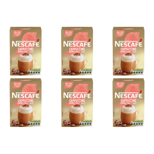 Nescafe Gold Unsweetened Cappuccino 8 Pack (Bulk Buy Pack Of 6)