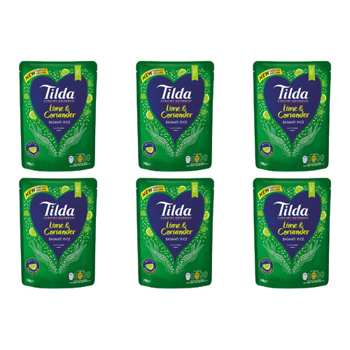 Tilda Steamed Lime & Coriander Basmati Rice (Bulk Buy Pack Of 6)