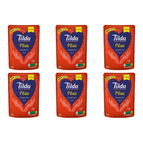 Tilda Steamed Pilau Basmati Rice (Bulk Buy Pack Of 6)
